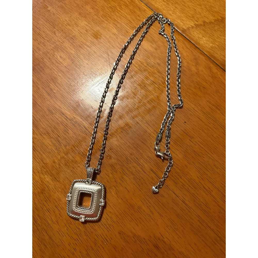 Brighton Torus Square Pendant Necklace Silver Gold Tone Mixed Metal